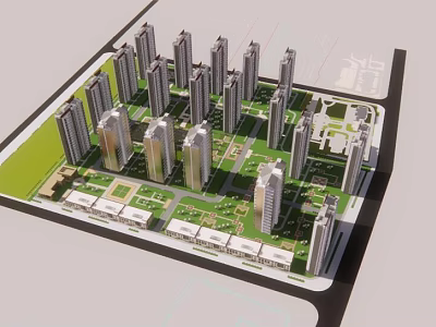 Modern Urban Residential Complex With High Rise Buildings And Green Spaces 3d model