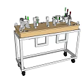 Industrial Equipment Workbench With Wheels Featuring Green Mechanical Components And Indicator Lights