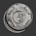 Old Rusty Metal Trash Can With Lid And Worn Surface Texture