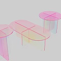 Modern Transparent Coffee Tables With Color Gradient And Geometric Design Elements