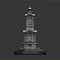 Historic Multi Tiered Stone Bell Tower With Hexagonal Base And Carvings 3d model