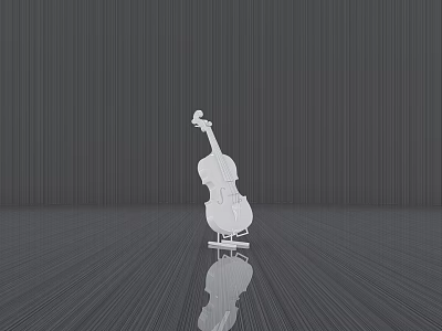 White Cello Sculpture on Gray Floor with Striped Background and Reflection 3d model