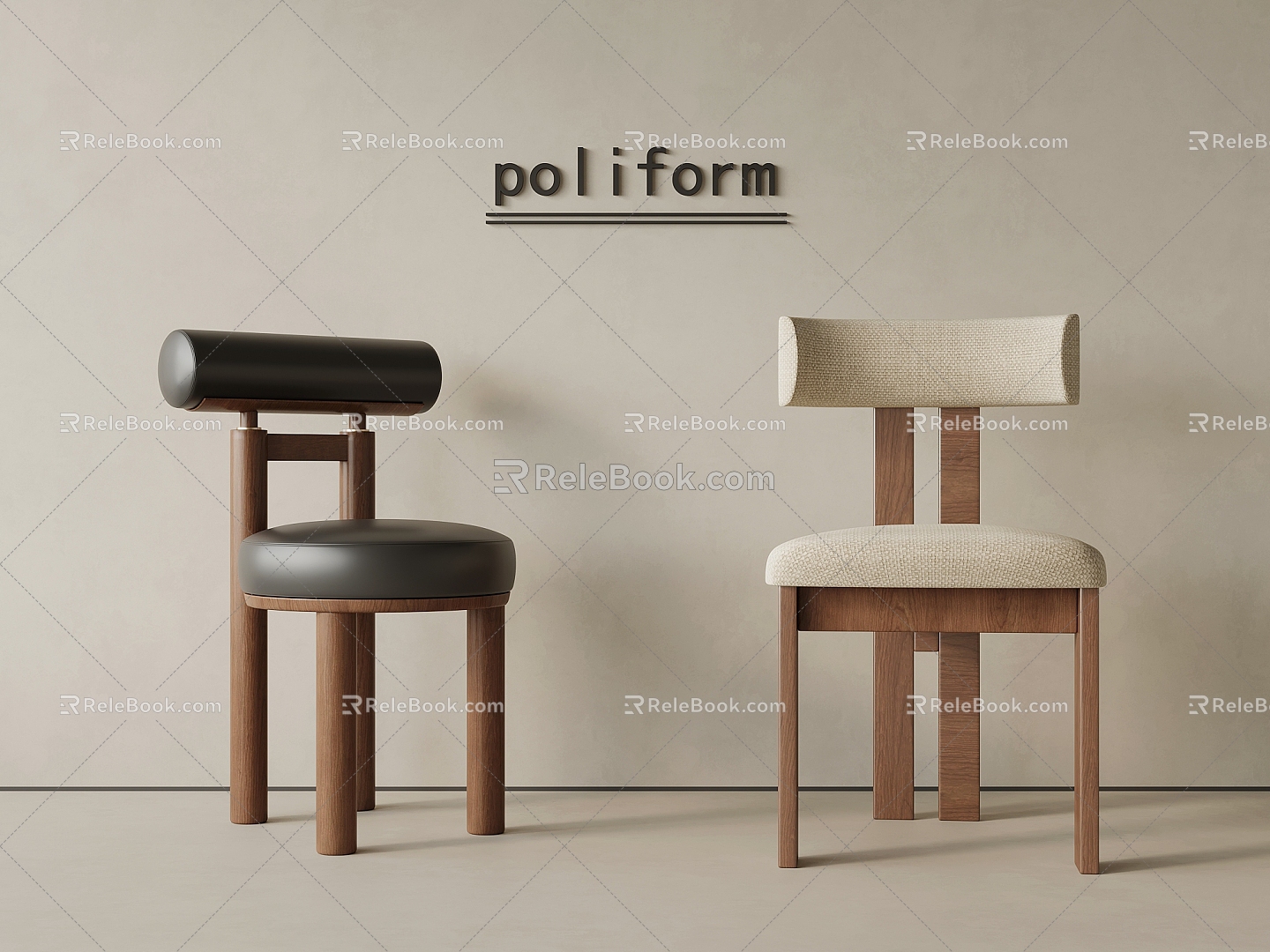 Middle Style Dining Chair Chair Writing Chair Single Chair 3d model