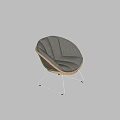 Sleek Modern Gray Outdoor Chair With Wooden Metal Frame And Curved Padded Cushion