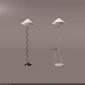 Contemporary Curved Floor Lamps With Conical Shade Black And Light Pole And Wooden Tray