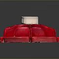 Shiny Red Flower Shaped Structure With White Circular Top And Petal-like Sections