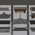 Traditional Chinese Architectural Roof Components Various Styles With Tiled Eaves And Structural Designs