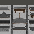 Chinese-style Eaves Eaves Tile Building Roof Door Head 3d model