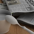 Milk Scene Magazine Newspaper Spoon Cup 3d model