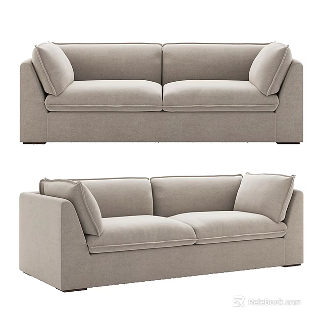 Modern Light Beige Two Seater Sofa With Comfortable Cushions And Clean Lines 3d model