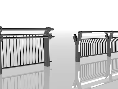 Metal Fence With Curved And Vertical Bar Designs For Outdoor Decoration 3d model