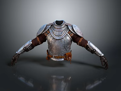 Medieval Warrior Armor With Metal Chestplate Leather Straps And Arm Guards 3d model
