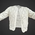 White Quilted Jacket With Open Front And Quilted Pattern Design 3d model
