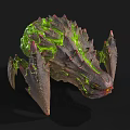 Fierce Monster With Green Slime Spikes Sharp Claws And Red Eyes