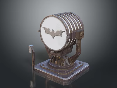 Batman Themed Car Accessory With Circular Metal Design Vertical Strips And Stand 3d model