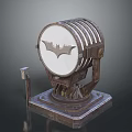 Batman Themed Car Accessory With Circular Metal Design Vertical Strips And Stand