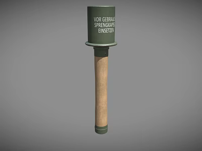 Green Hand Grenade Weapon With Wooden Handle By General Dynamics 3d model