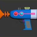 Colorful Sci Fi Toy Weapon Gun With Blue Body Orange Muzzle Pink Button Green Block Design
