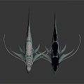 Two Colorful Fish With Blue Black White Patterns Elegant Fins Tails On Dark Reflective Background
