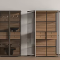 Modern Display Cabinets With Glass Doors Wine Glasses And Wooden Doors Drawers