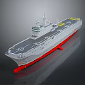 Gray Warship Model With Flight Deck Superstructure Yellow Markings And Red Bottom