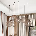 Rattan chandelier combination 3d model