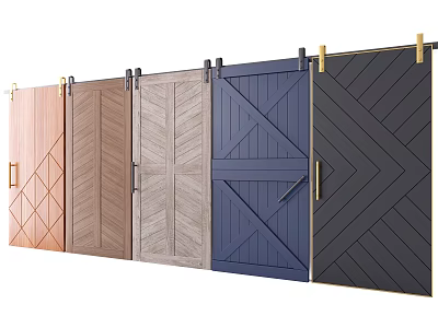 Stylish Barn Doors With Various Design Patterns Multiple Colors And Wood Finishes 3d model