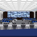 Modern Control Room Interior With Multiple Monitoring Screens Control Consoles And Chairs