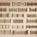 Various Wooden Railing Designs Showcased in Different Patterns and Styles 3d model