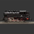 Black Steam Train Model With Red Wheels On Grey Base