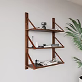 Modern Wall Storage Rack Solid Wood Leather Partition Decorative Shelf Bookshelf 3d model