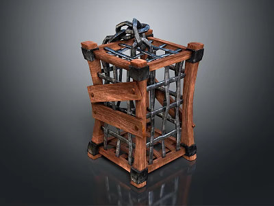 Wooden And Metal Square Lantern Home Decor Accessory With Hanging Chain 3d model