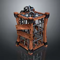 Wooden And Metal Square Lantern Home Decor Accessory With Hanging Chain
