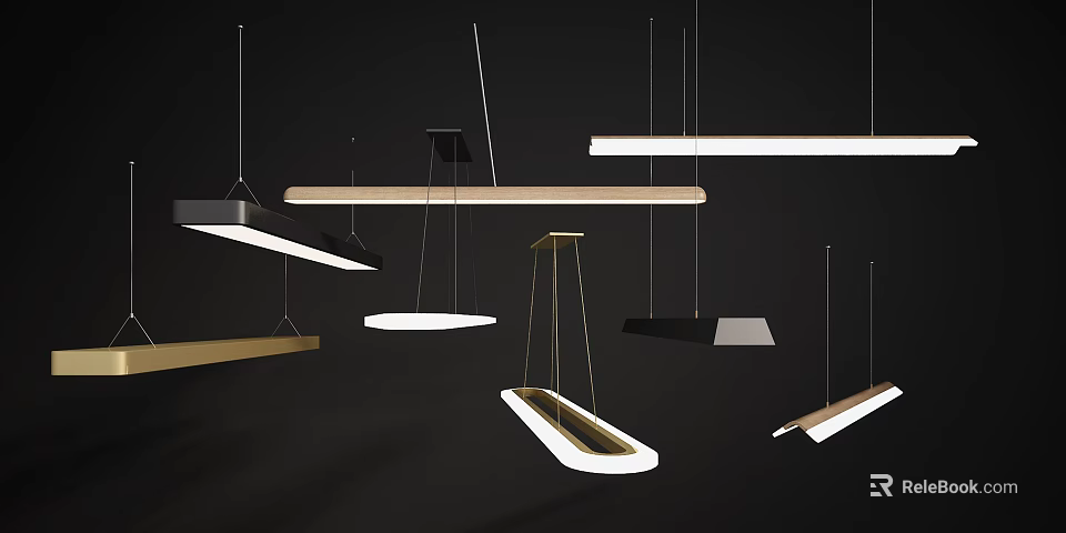 Modern Pendant Lights Featuring Various Geometric Shapes And Hanging Designs 3d model