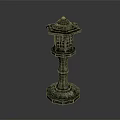 Traditional Stone Lantern Furniture with Intricate Carving and Grille Windows for Garden Outdoor Decoration