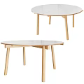 Modern Round Dining Table With Light Wood Legs And Smooth Surface Design 3d model