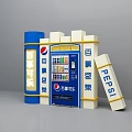 Pepsi Themed Display With Vending Machine And Blocks Featuring Chinese Characters 3d model
