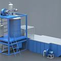 Industrial Equipment With Blue Frame Cylindrical Tank Ladder Control Panel And Pipes