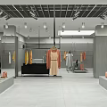 Modern Clothing Store Interior With Hanging Clothes Mirrors Lighting And Cactus