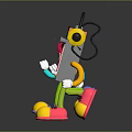 Cute Colorful Cartoon Tape Robot Characters With Headphones And Smiling Faces