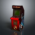 Classic Arcade Machine Featuring Mortal Kombat Game With Red Black Design And Green Screen
