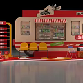Vibrant Event Passage With Promotion Cart Drinks Seats Tables And Decorations
