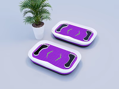 Two Purple And White Balance Pads With Non Slip Surface For Fitness Exercise 3d model