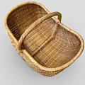 Woven Rattan Basket With Handle For Home Storage And Decorative Use