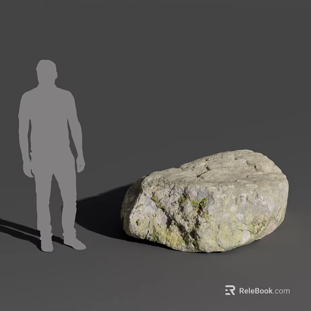 Large Rough Natural Stone Material With Human Figure For Size Scale Reference 3d model 