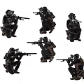 Inflatable Soldier Models In Tactical Gear With Multiple Crouching Shooting Poses 3d model