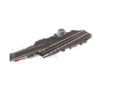 Large Aircraft Carrier With Extended Flight Deck And Command Tower Features 3d model
