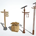 Solar Powered Outdoor Lights With Traditional Wooden Lantern Design For Garden Pathway Decoration