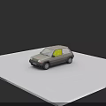 Vintage Light Beige Two Door Small Car With Red Interior And Black Wheels