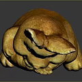 Golden Rabbit Sculpture Carving With Cute Design Holding Carrot Decorative Art